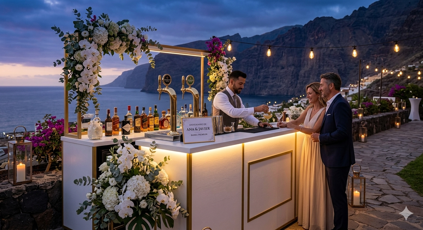 Sophisticated outdoor garden event bar