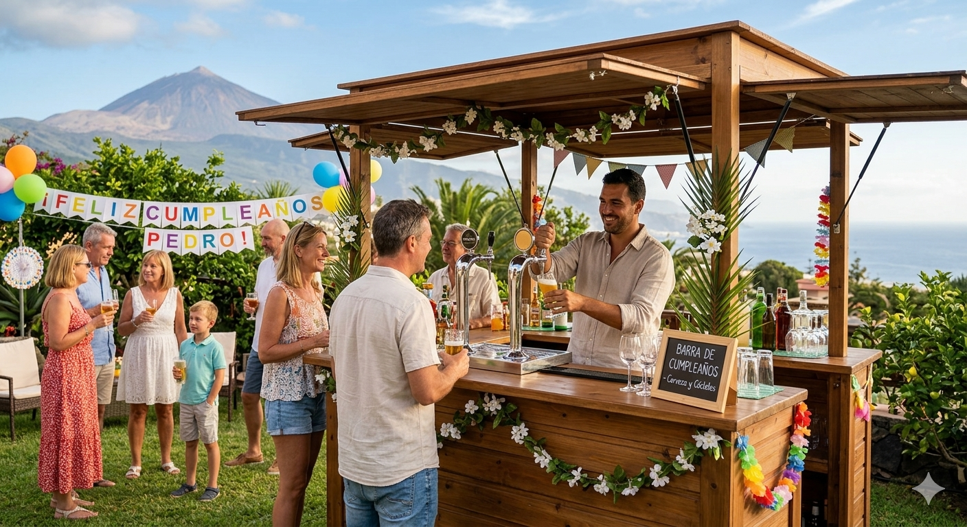 Lively celebration at a professional mobile bar setup