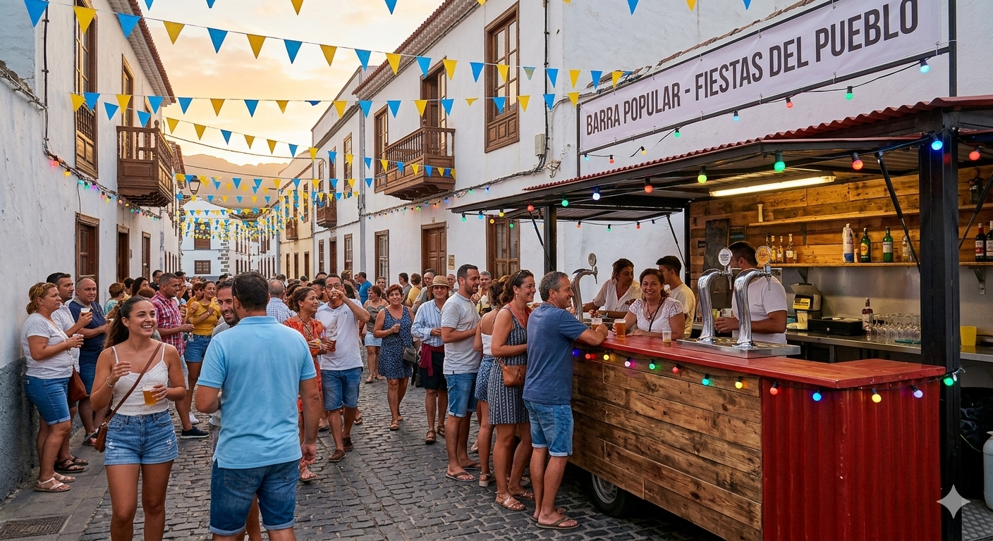 Large scale public festival setup with professional beer stall